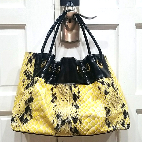 Roberta Gandolfi Genuine Leather Yellow Tote Purse - Picture 1 of 10